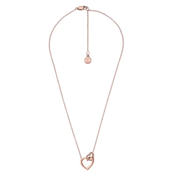 MICHAEL KORS • Rose Gold Interlocking Open Hearts Necklace - Picture 3 of 5